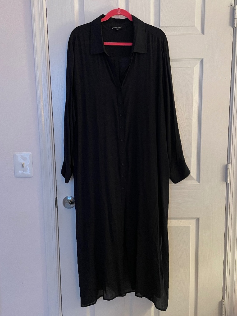 Universal Standard Long Breezy Button Down Black Size 14/16